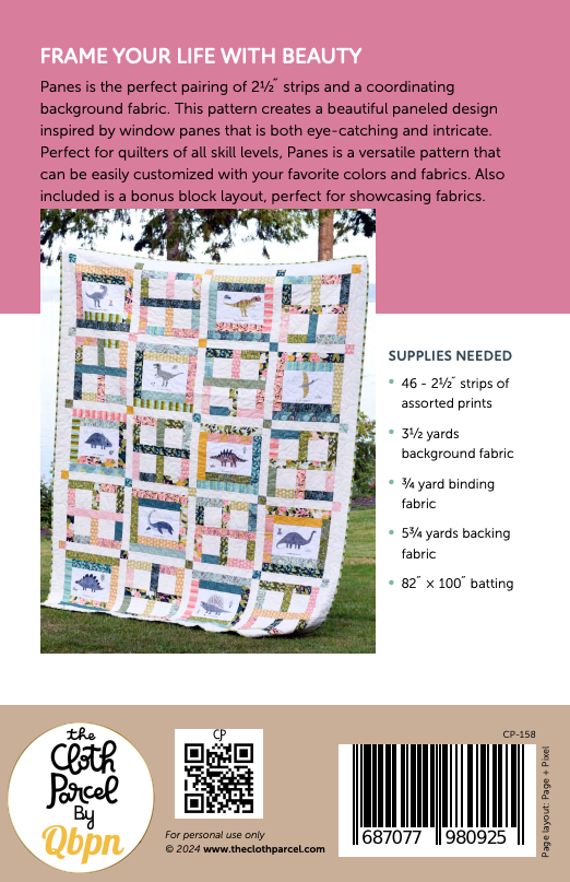 Back of the Panes Quilt Pattern by Cloth Parcel