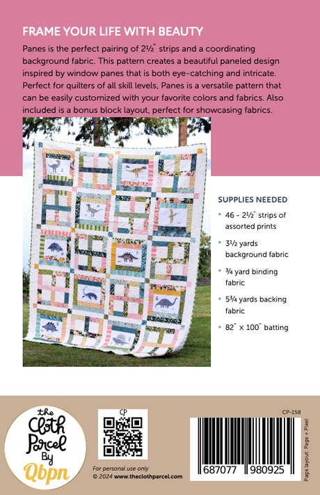 Back of the Panes Quilt Pattern by Cloth Parcel
