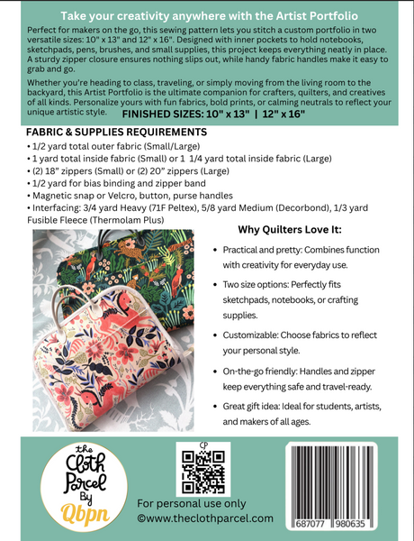 Back of the Artist Portfolio Pattern by The Cloth Parcel