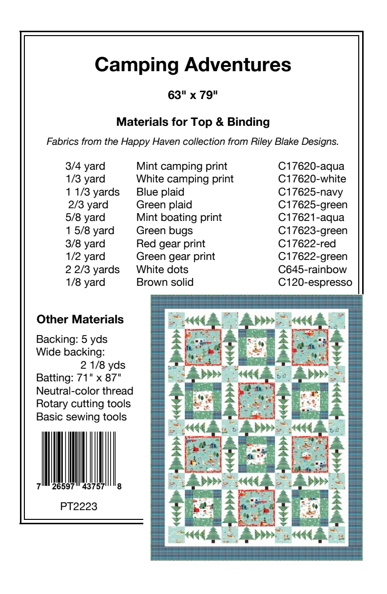Back of the Camping Adventures Downloadable Pattern by Pine Tree Country Quilts