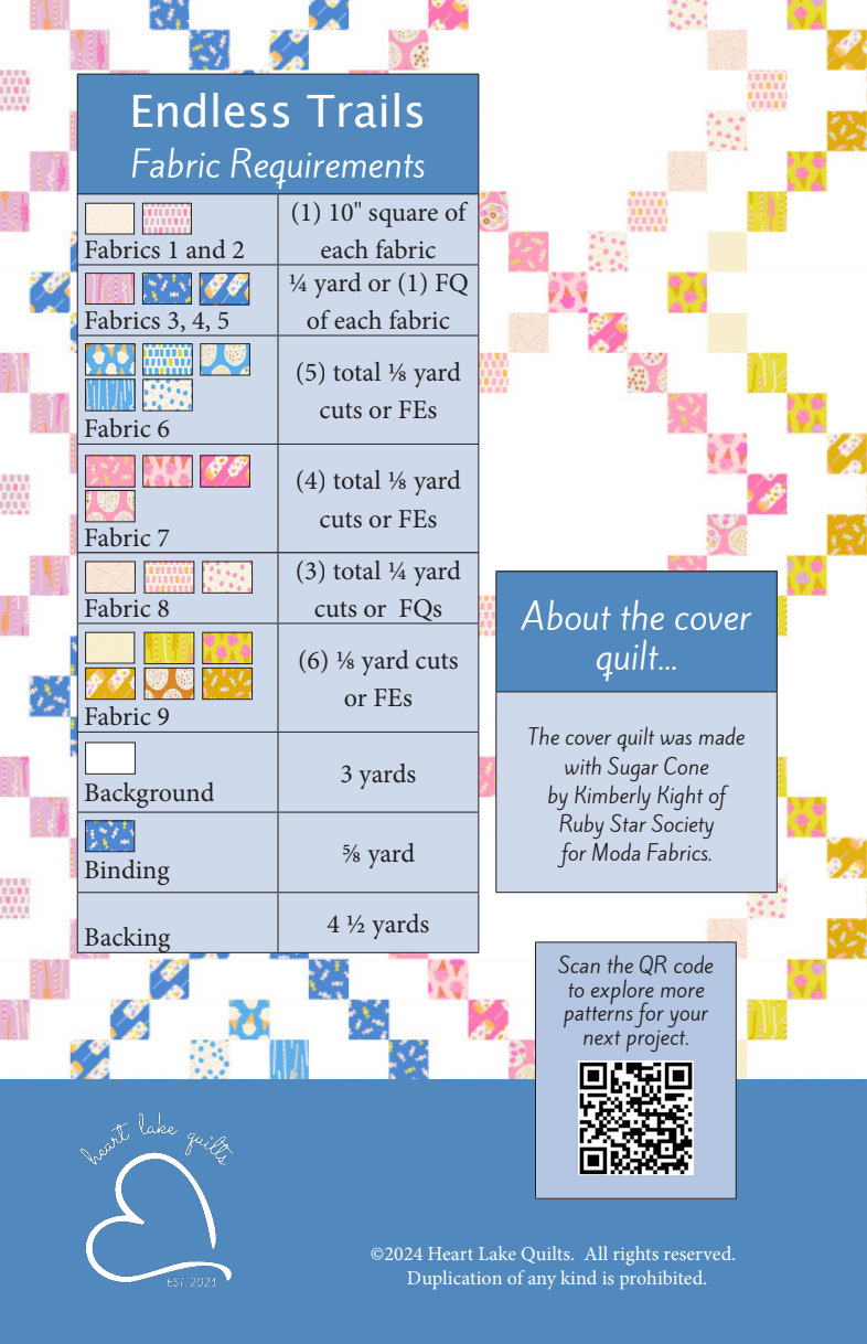 Back of the Endless Trails Downloadable Pattern by Heart Lake Quilts