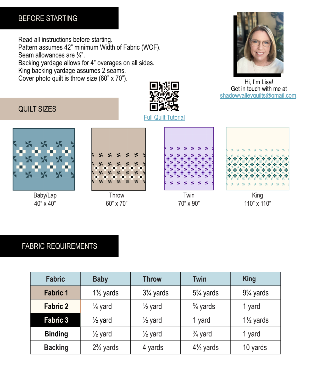 Back of the Fair Isle Breeze Downloadable Pattern by Shadow Valley Quilts