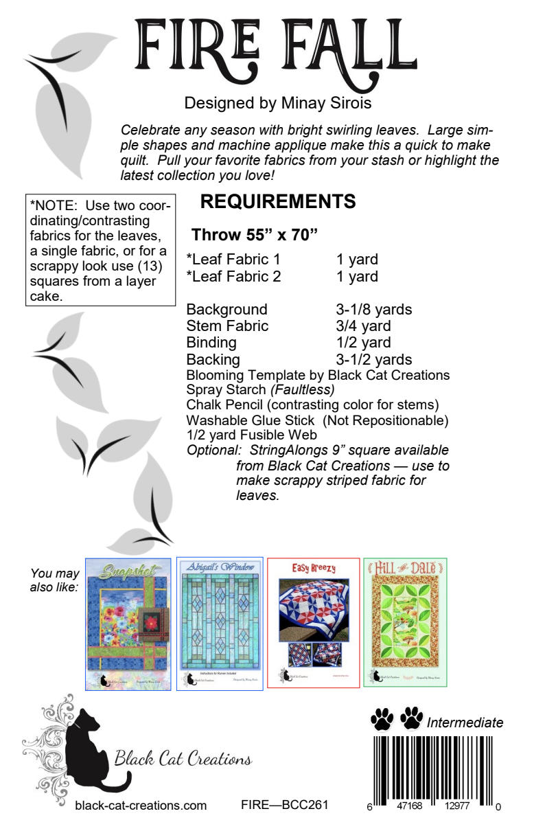 Back of the Fire Fall Quilt Pattern by Black Cat Creations