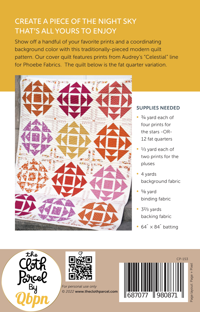 Back of the Halo Stars Quilt Pattern by Cloth Parcel