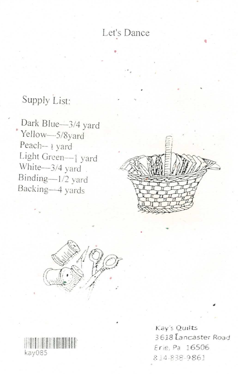 Back of the Let’s Dance Downloadable Pattern by Kay Buffington