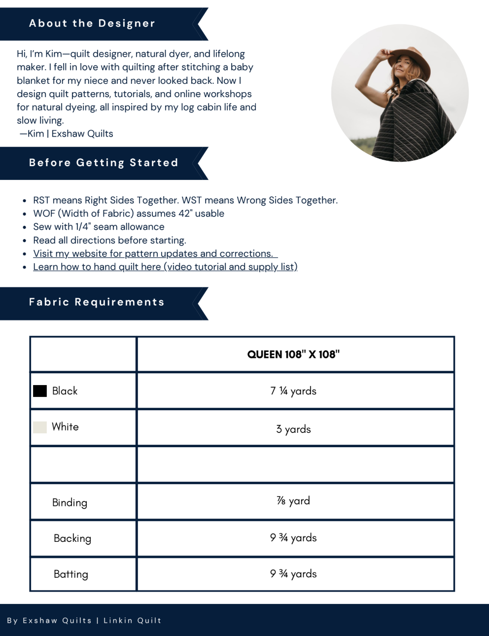 Back of the Linkin Quilt Downloadable Pattern by Exshaw Quilts