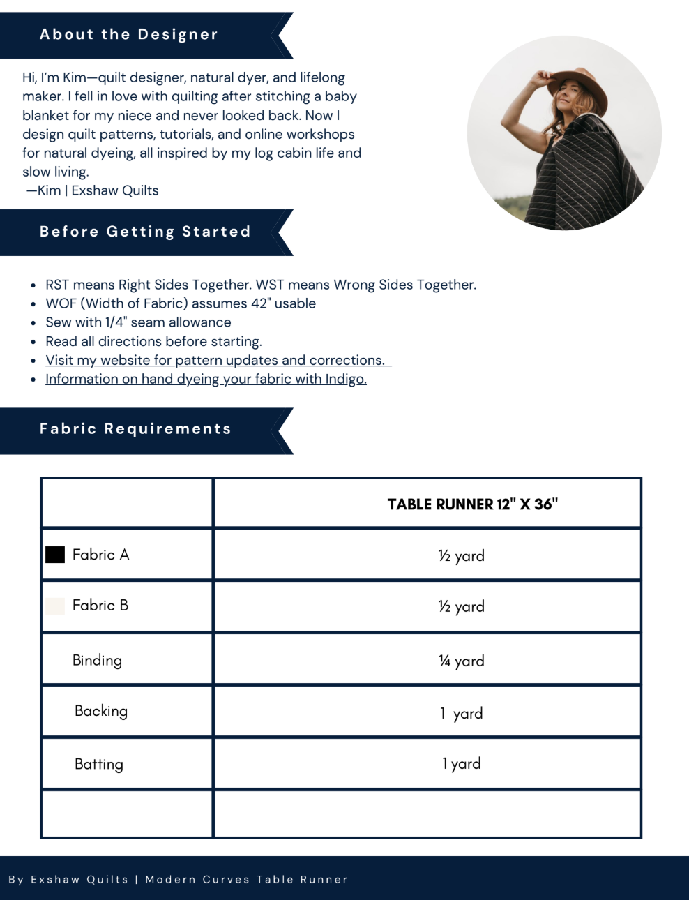 Back of the Modern Curves Downloadable Pattern by Exshaw Quilts