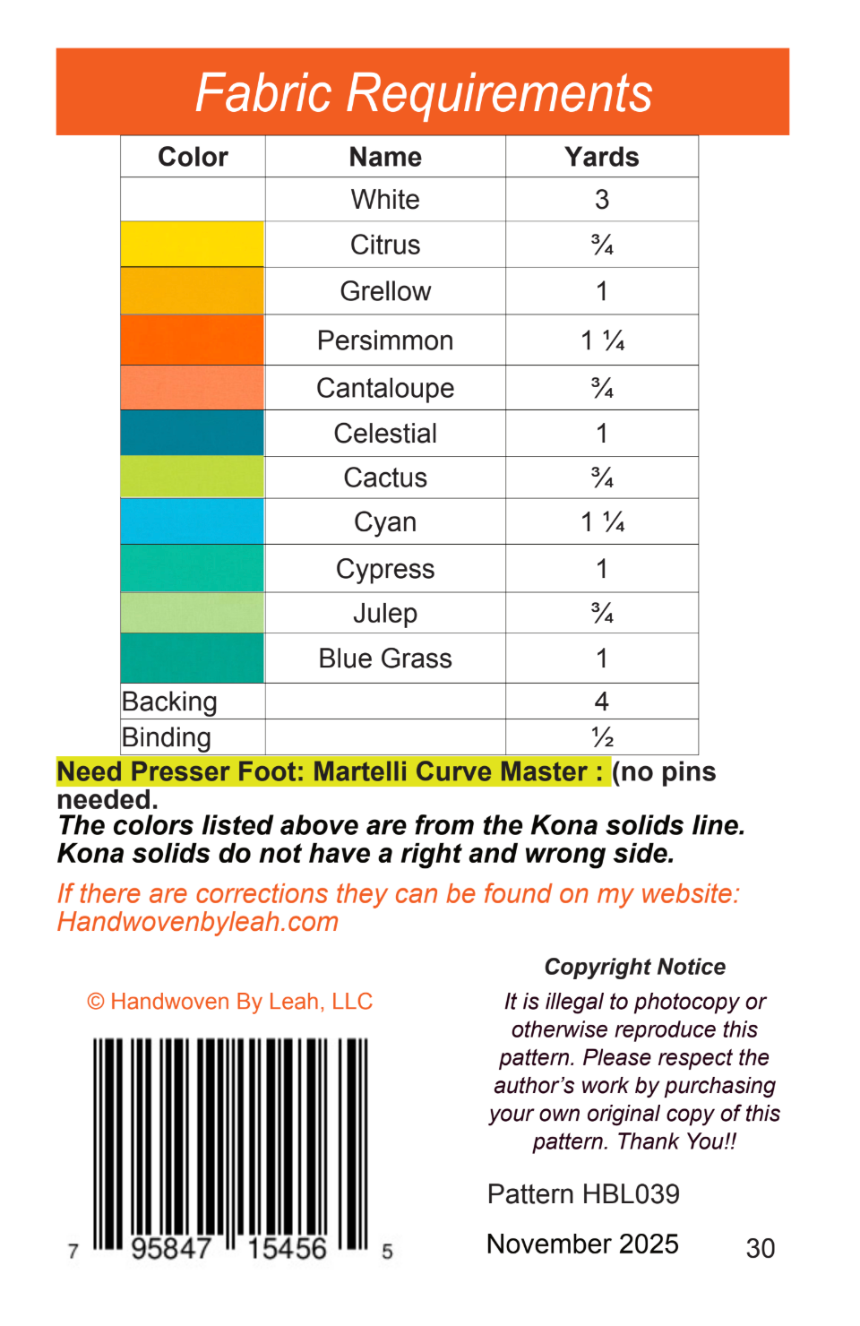 Back of the Patchwork Parade Downloadable Pattern by Handwoven By Leah