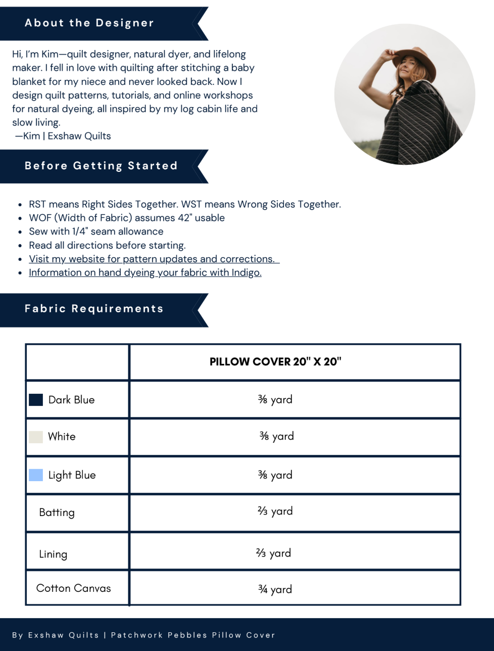 Back of the Patchwork Pebbles Downloadable Pattern by Exshaw Quilts