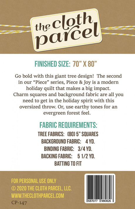 Back of the Piece & Joy Downloadable Pattern by Cloth Parcel