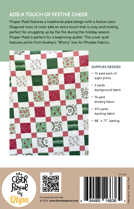 Back of the Proper Plaid Downloadable Pattern by Cloth Parcel