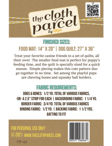 Back of the Puppy Dog Pet Mats Pattern by Cloth Parcel