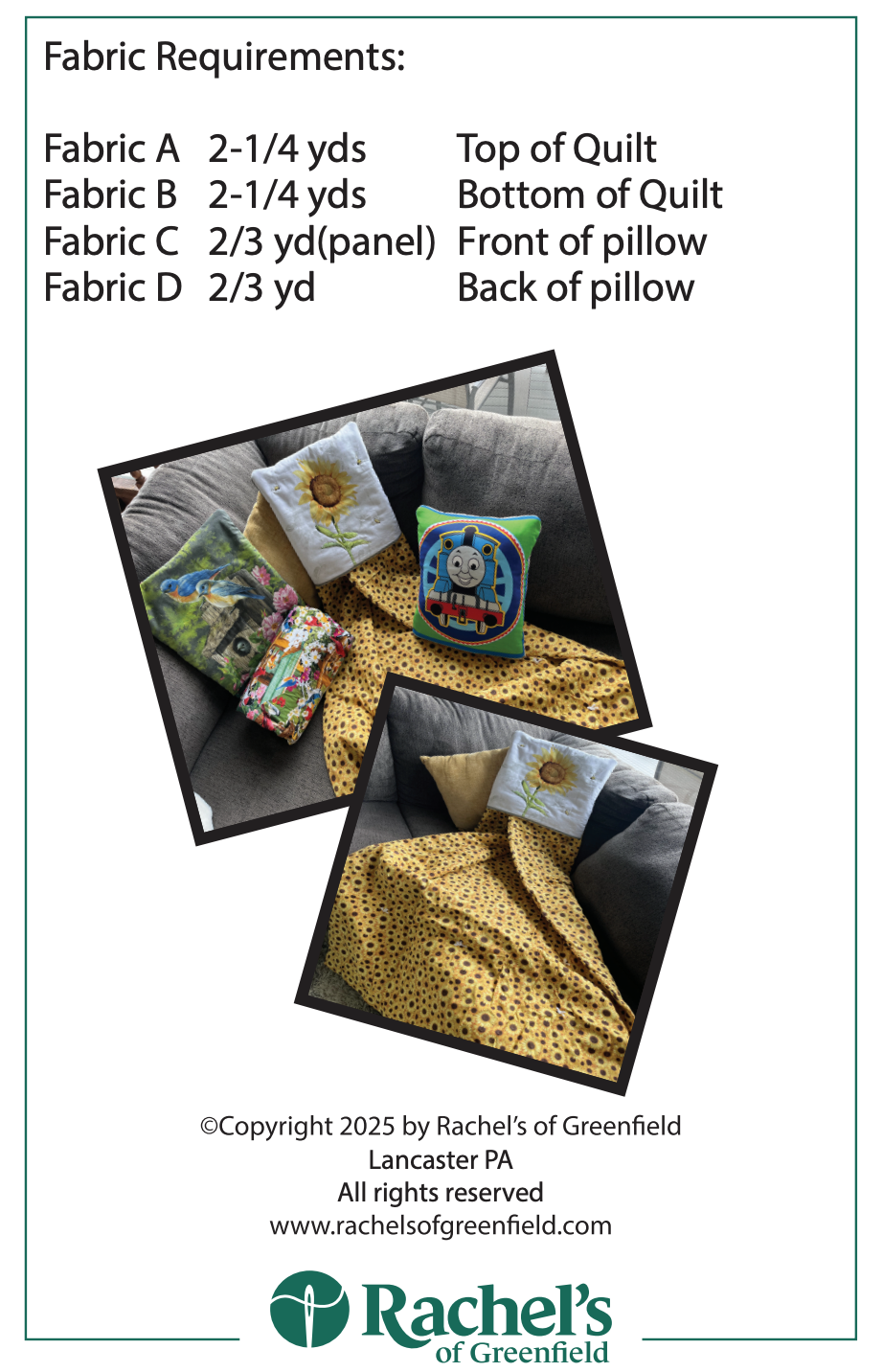 Back of the Quillow Downloadable Pattern by Rachels of Greenfield