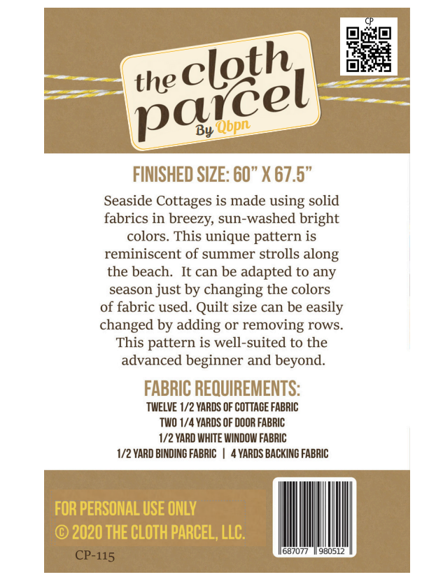 Back of the Seaside Cottages Pattern by Cloth Parcel