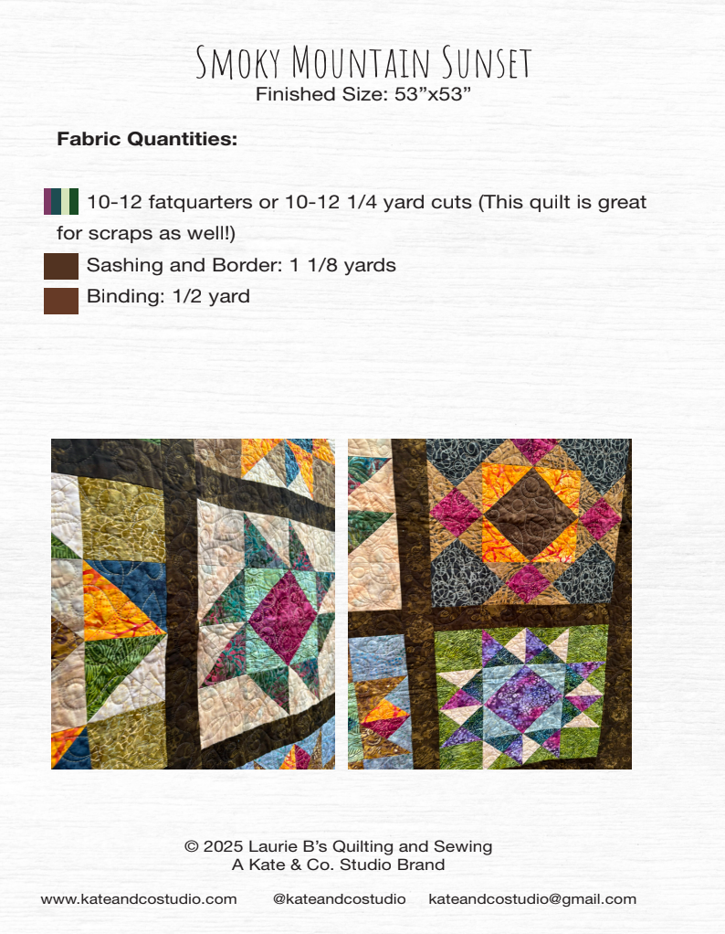 Back of the Smoky Mountain Sunset Downloadable Pattern by Kate and Co.