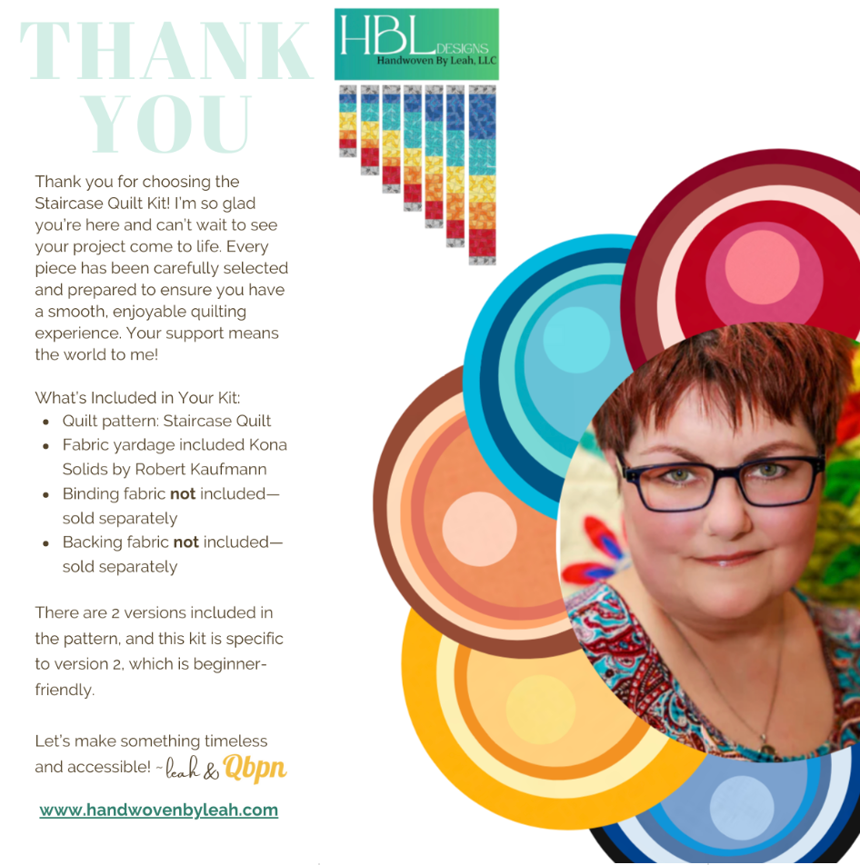 Back of the Staircase Version 2 Quilt Pattern KIT by Handwoven By Leah