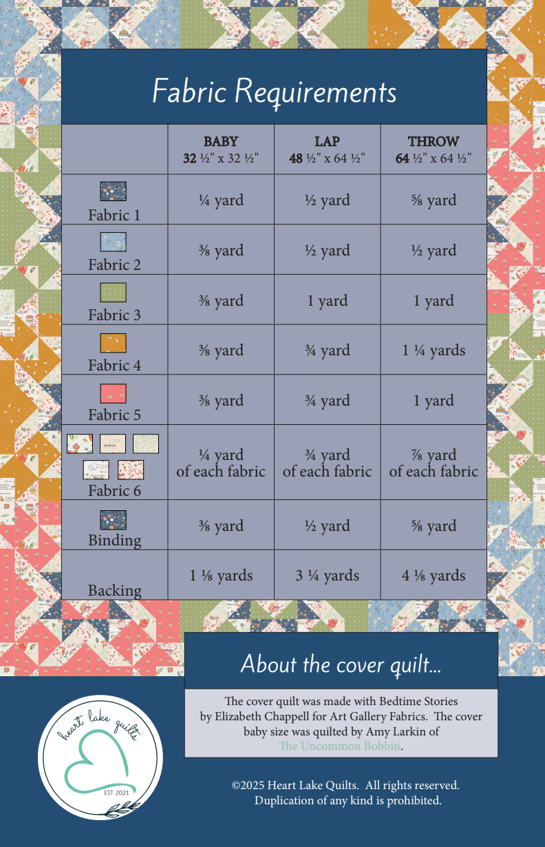 Back of the Storybook Charm Downloadable Pattern by Heart Lake Quilts