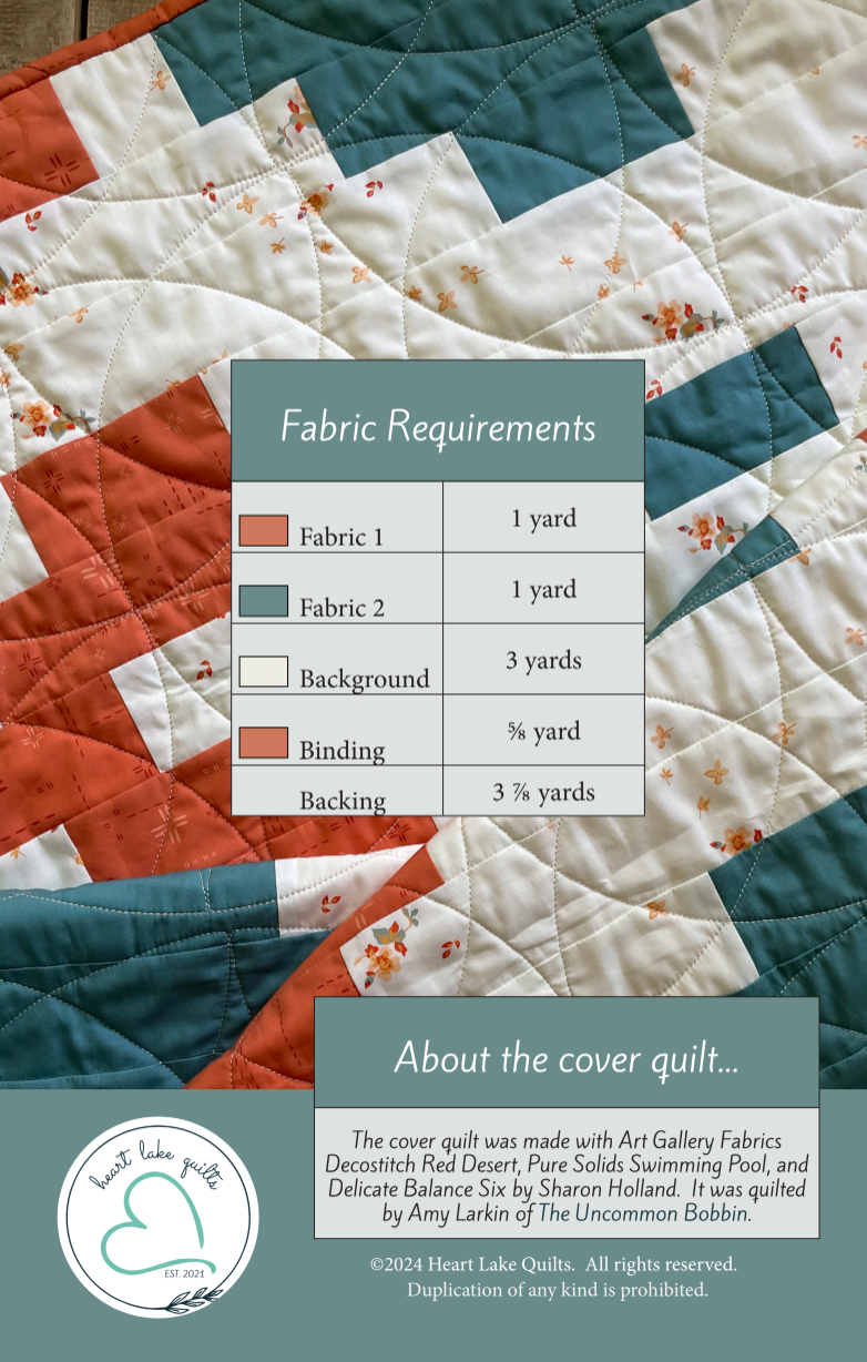 Back of the Sunfield Downloadable Pattern by Heart Lake Quilts