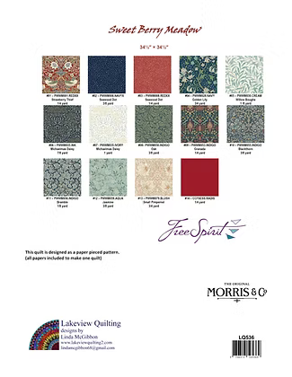 Back of the Sweet Berry Meadow Downloadable Pattern by Lakeview Quilting