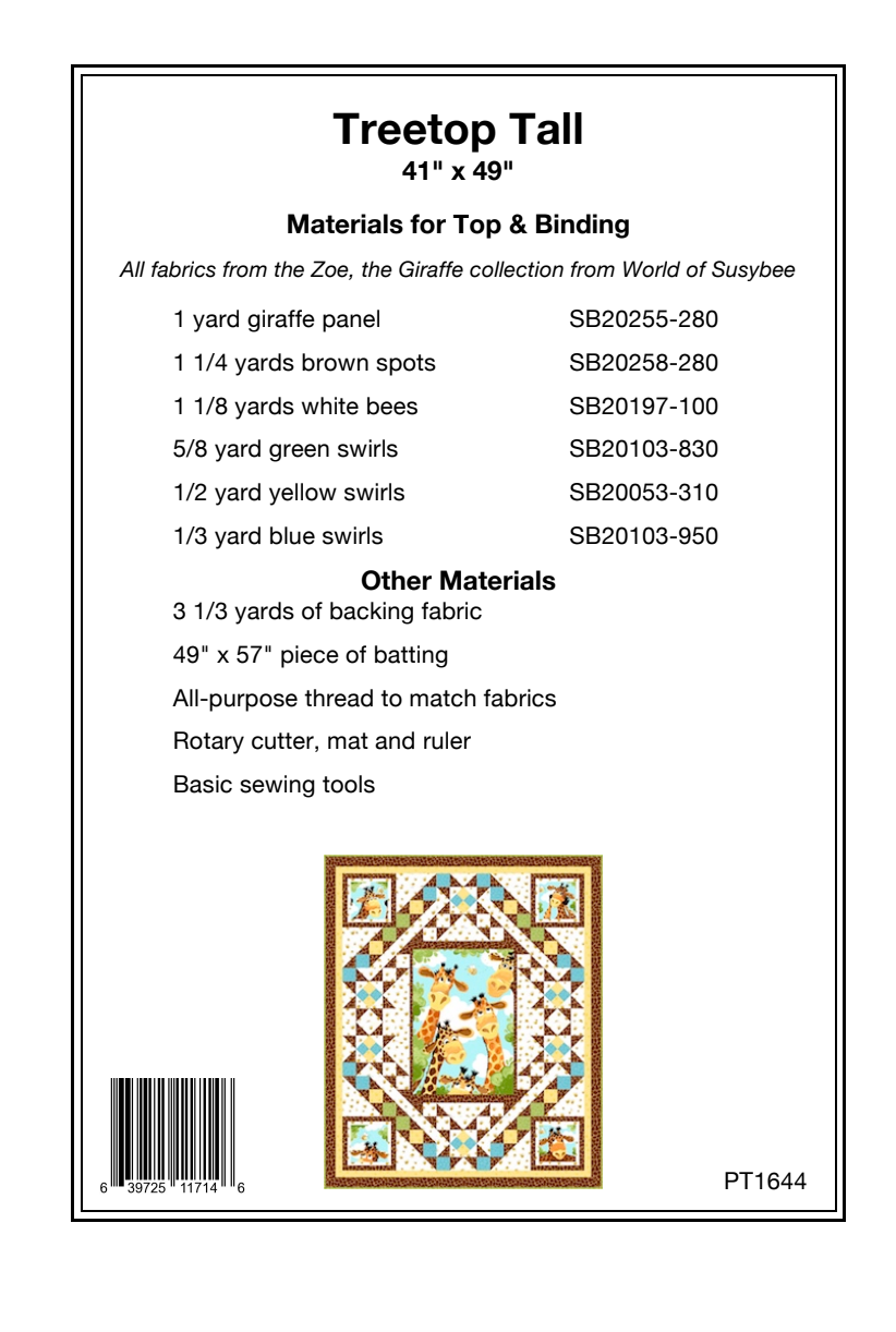 Back of the Treetop Tall Downloadable Pattern by Pine Tree Country Quilts