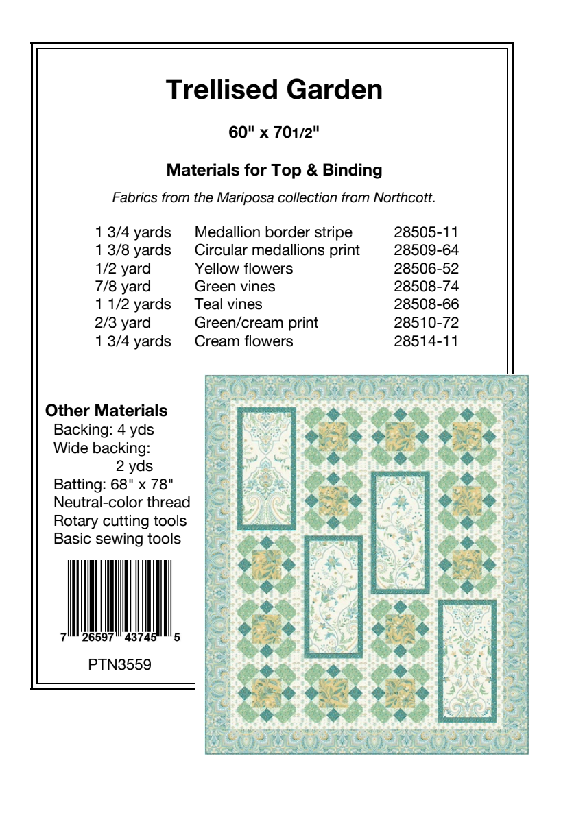 Back of the Trellised Garden Downloadable Pattern by Pine Tree Country Quilts