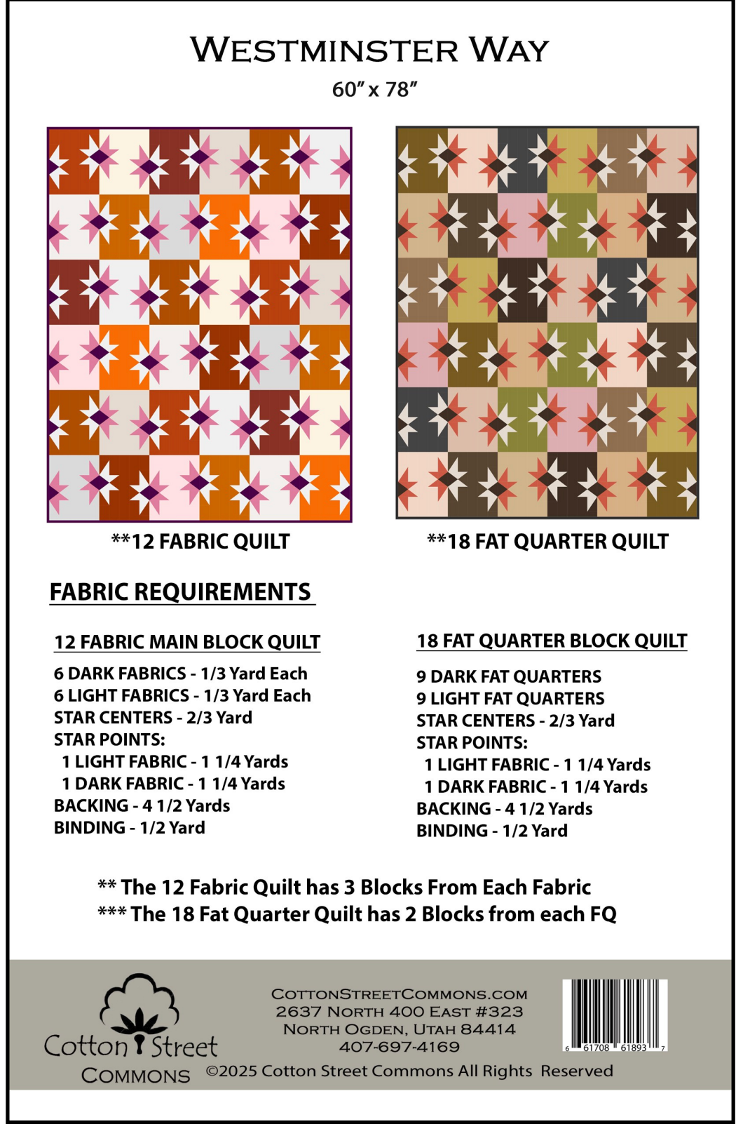 Back of the Westminster Way Downloadable Pattern by Cotton Street Commons