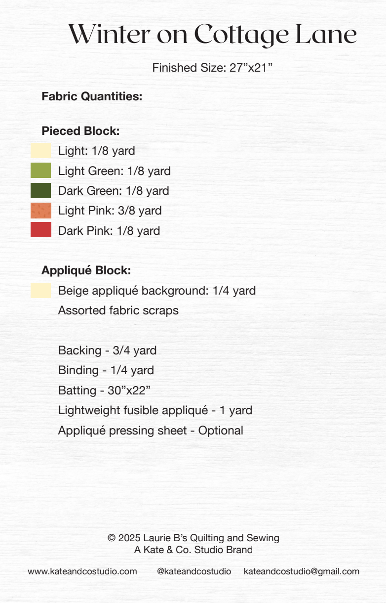 Back of the Winter on Cottage Lane Downloadable Pattern by Kate and Co.