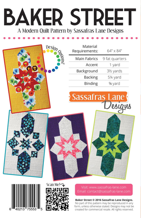 Back of the Baker Street Quilt Pattern by Sassafras Lane Designs