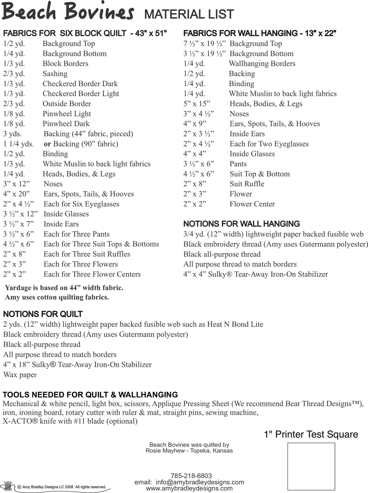 Beach Bovines Quilt Pattern by Amy Bradley Designs