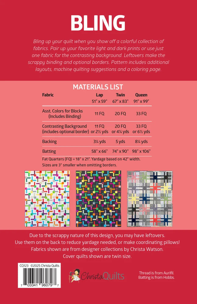 Back of the Bling Downloadable Pattern by Christa Quilts