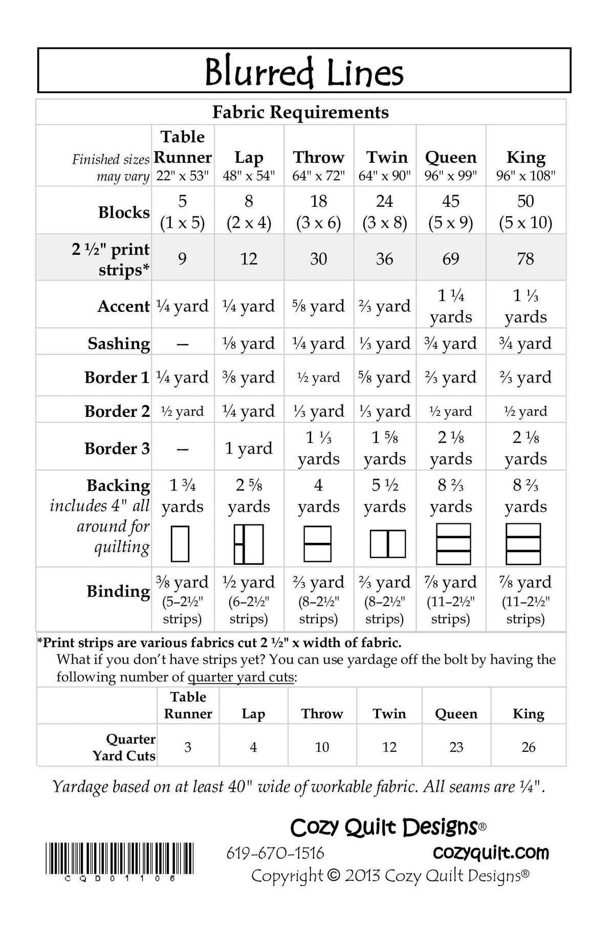 Back of the Blurred Lines Downloadable Pattern by Cozy Quilt Designs