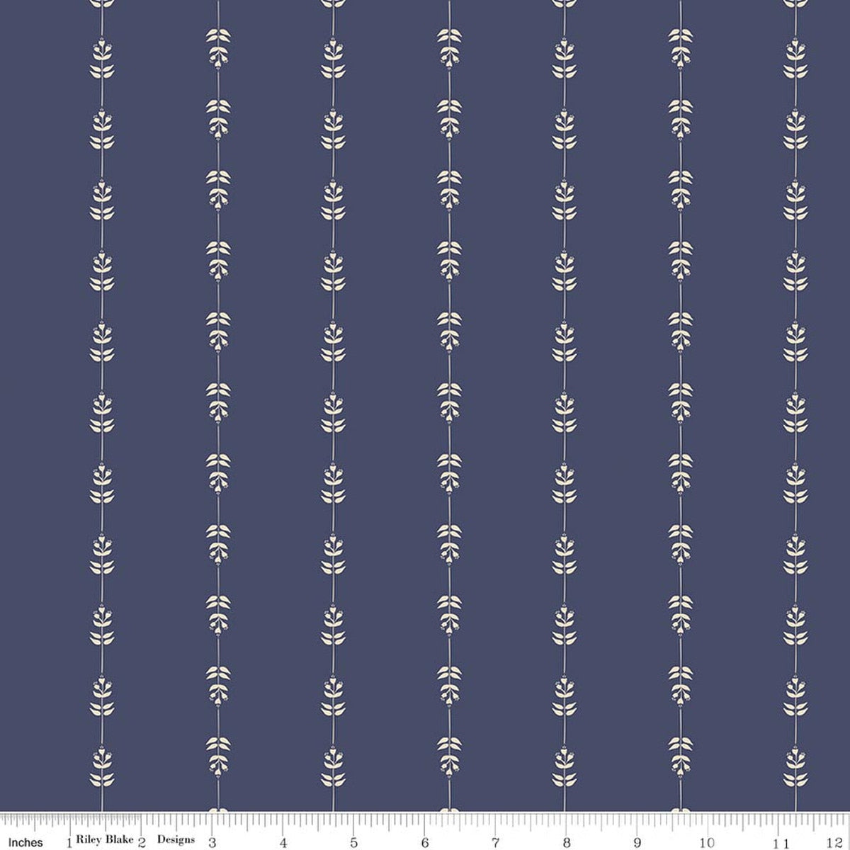 Hedgerow Haven Floral Stripe Blue Quilt Fabric by Amber Elliot