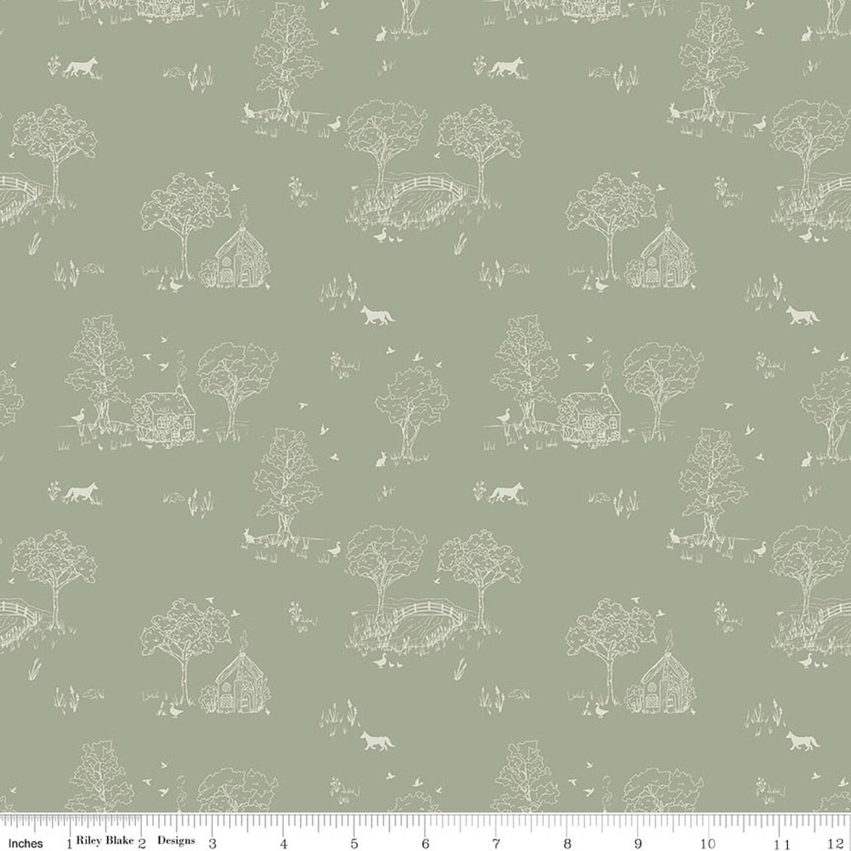 Hedgerow Haven Toile Meadow Quilt Fabric by Amber Elliot