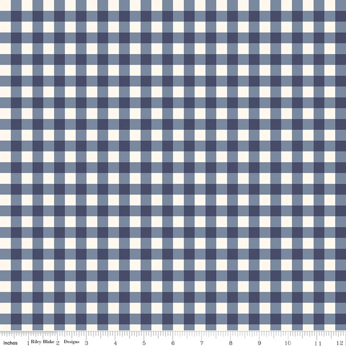 Hedgerow Haven Gingham Blue Quilt Fabric by Amber Elliot