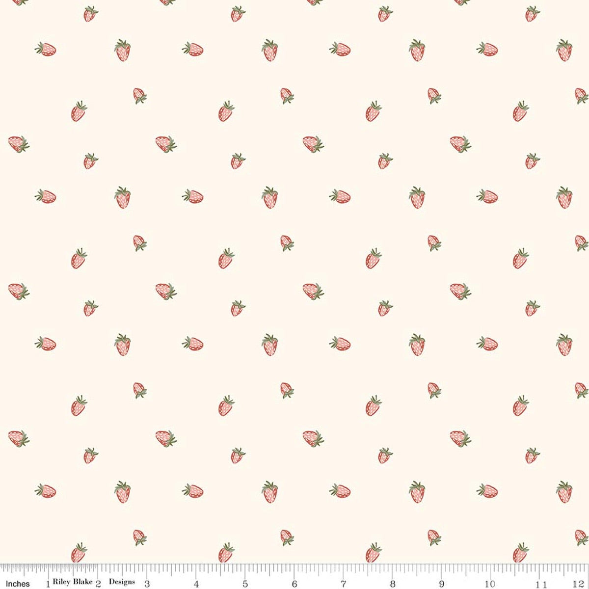 Hedgerow Haven Strawberries Cream Quilt Fabric by Amber Elliot