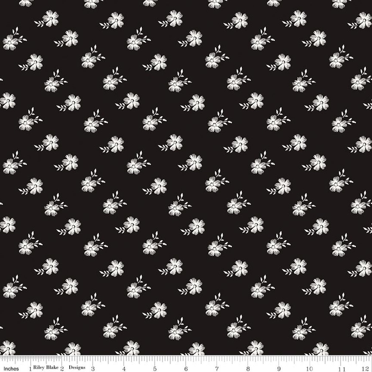 Moonlit Trellis Blossoms Black Quilt Fabric by My Minds Eye