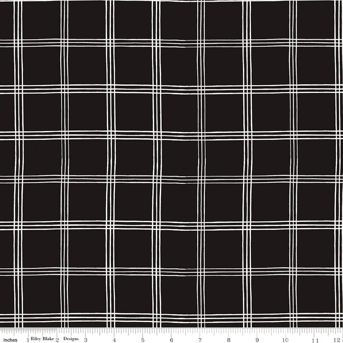 Moonlit Trellis Grid Black Quilt Fabric by My Minds Eye