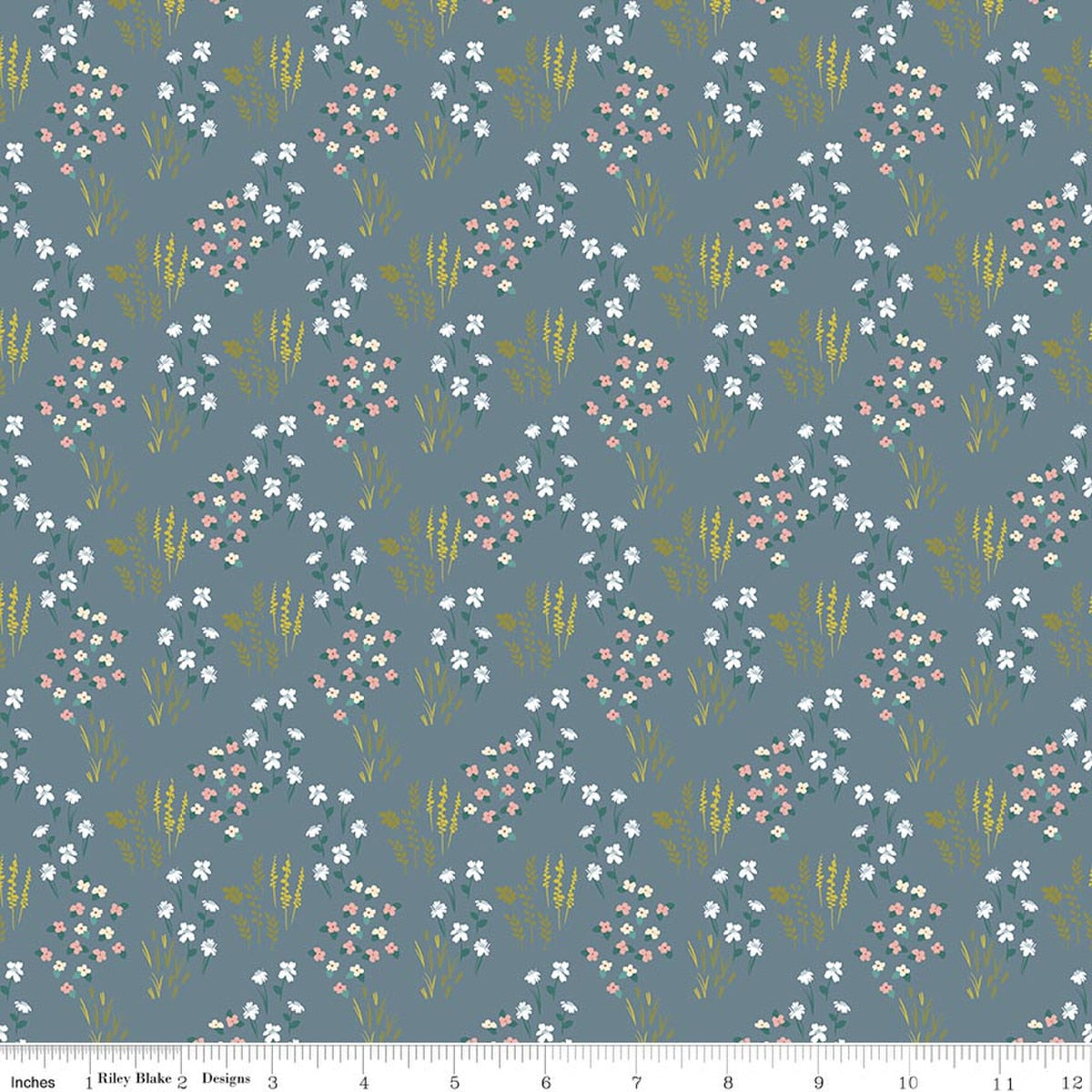 Petals & Hazel Meadow Blue Quilt Fabric by Simple Simon