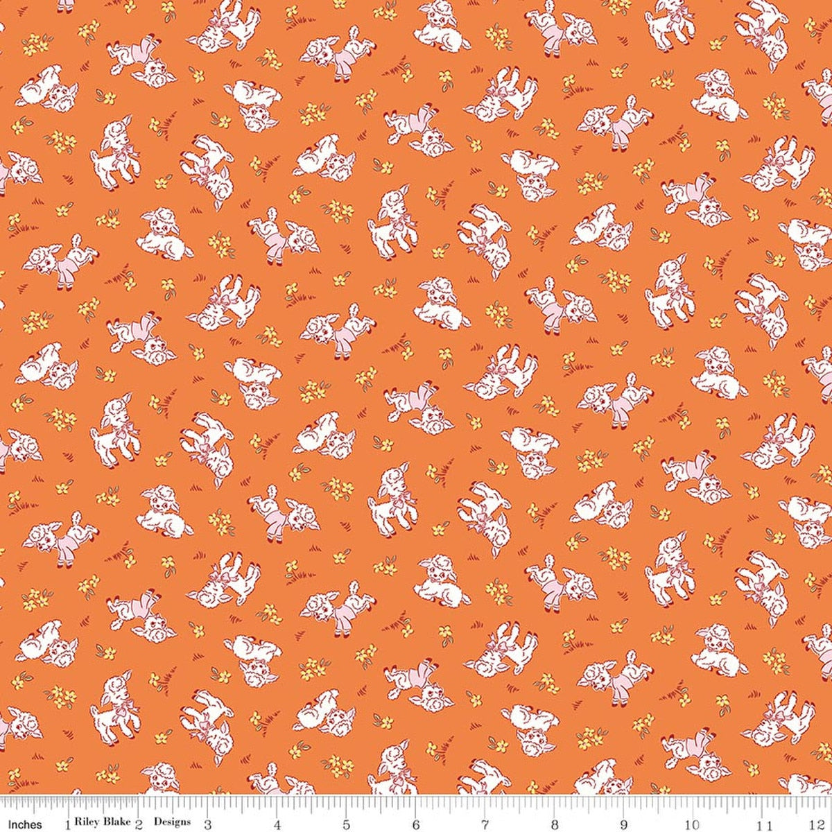 Traditional 30's Lambs Orange Quilt Fabric