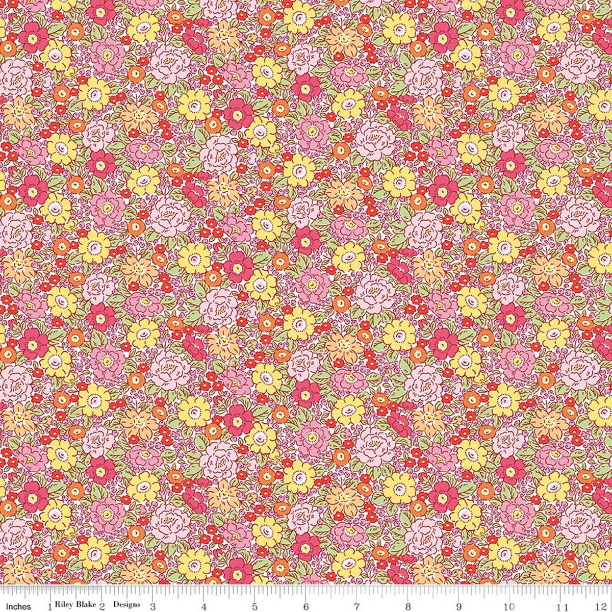 Traditional 30's Floral Pink Quilt Fabric