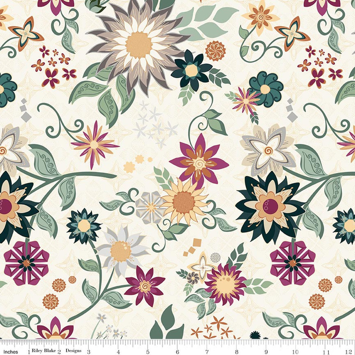 Where the Wild Flowers Are Main Cream Quilt Fabric by Judi Madsen