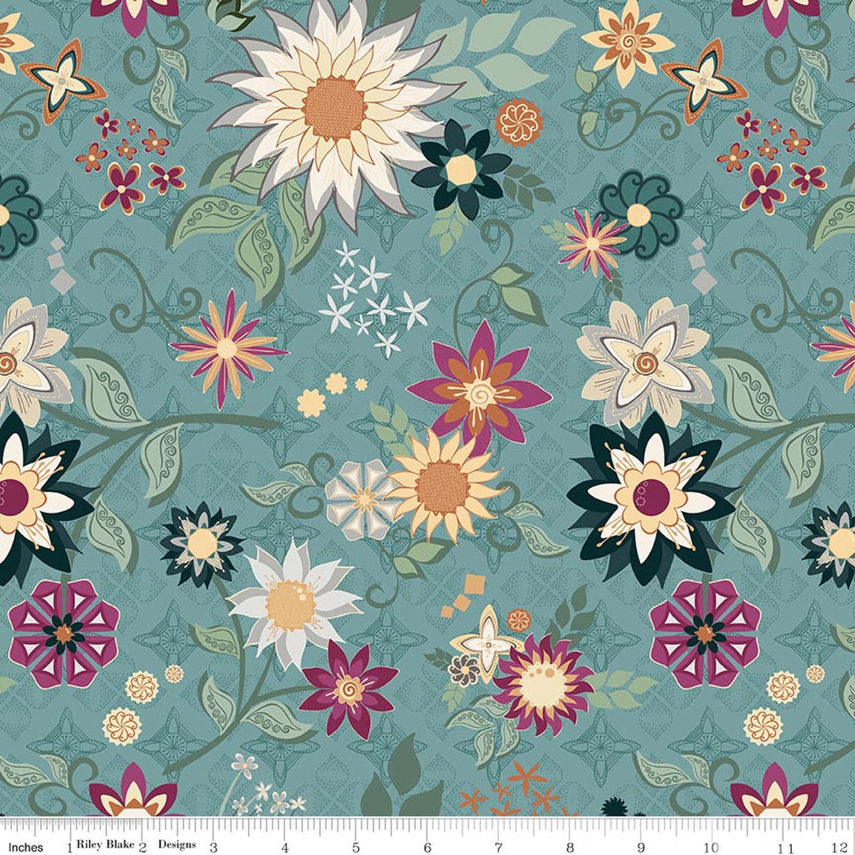 Where the Wild Flowers Are Main Wedgewood Quilt Fabric by Judi Madsen