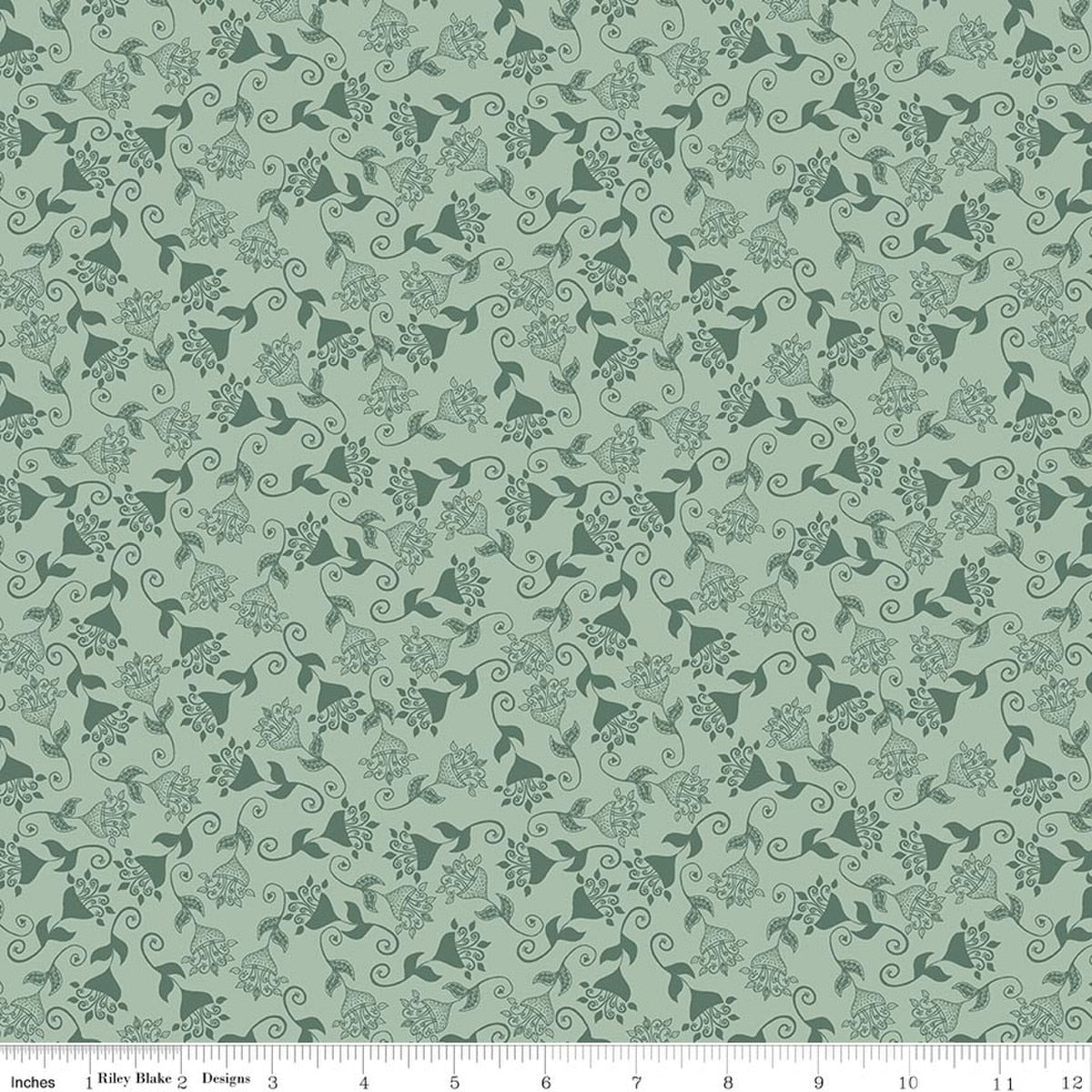 Where the Wild Flowers Are Whimsy Sage Quilt Fabric by Judi Madsen