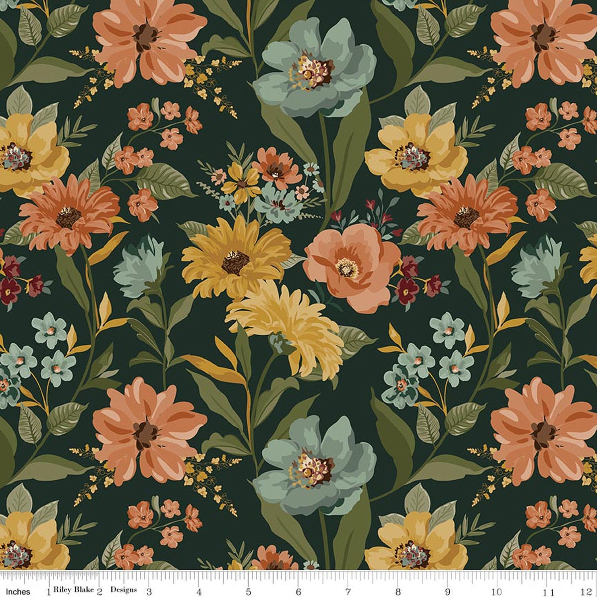 Worth Repeating Main Dark Green Quilt Fabric by Sandy Gervais by Sandy Gervais