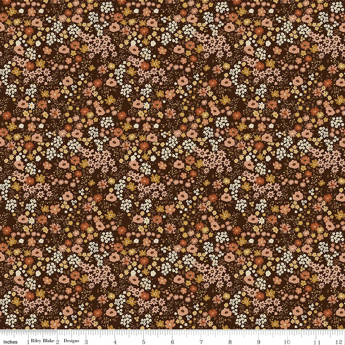 Worth Repeating Flower Garden Coffee Quilt Fabric by Sandy Gervais by Sandy Gervais