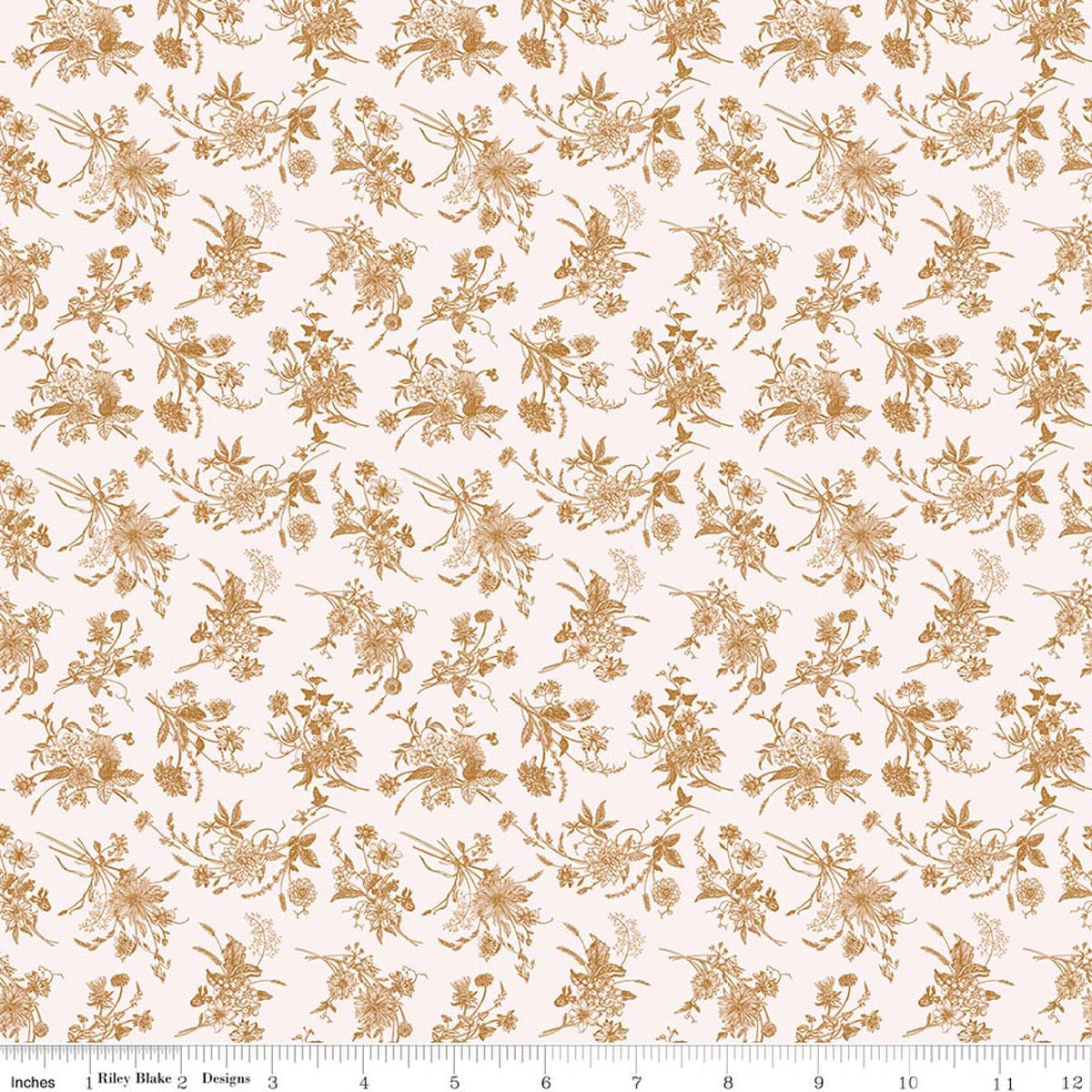 Harvest on the Prairie Wildflowers Brown Quilt Fabric by Modern Prairie