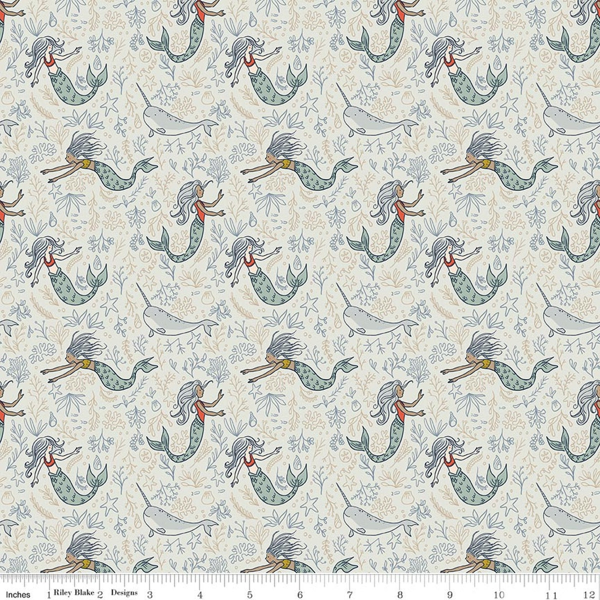 Story Land Mermaids Mist Quilt Fabric by Sarah Jane