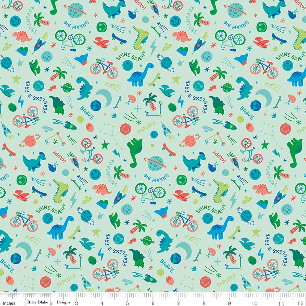 Brave Your Way Wild and Free Mint Quilt Fabric by Cayla Naylor