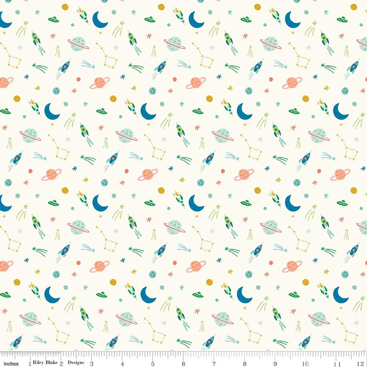 Brave Your Way To the Moon Cloud Quilt Fabric by Cayla Naylor