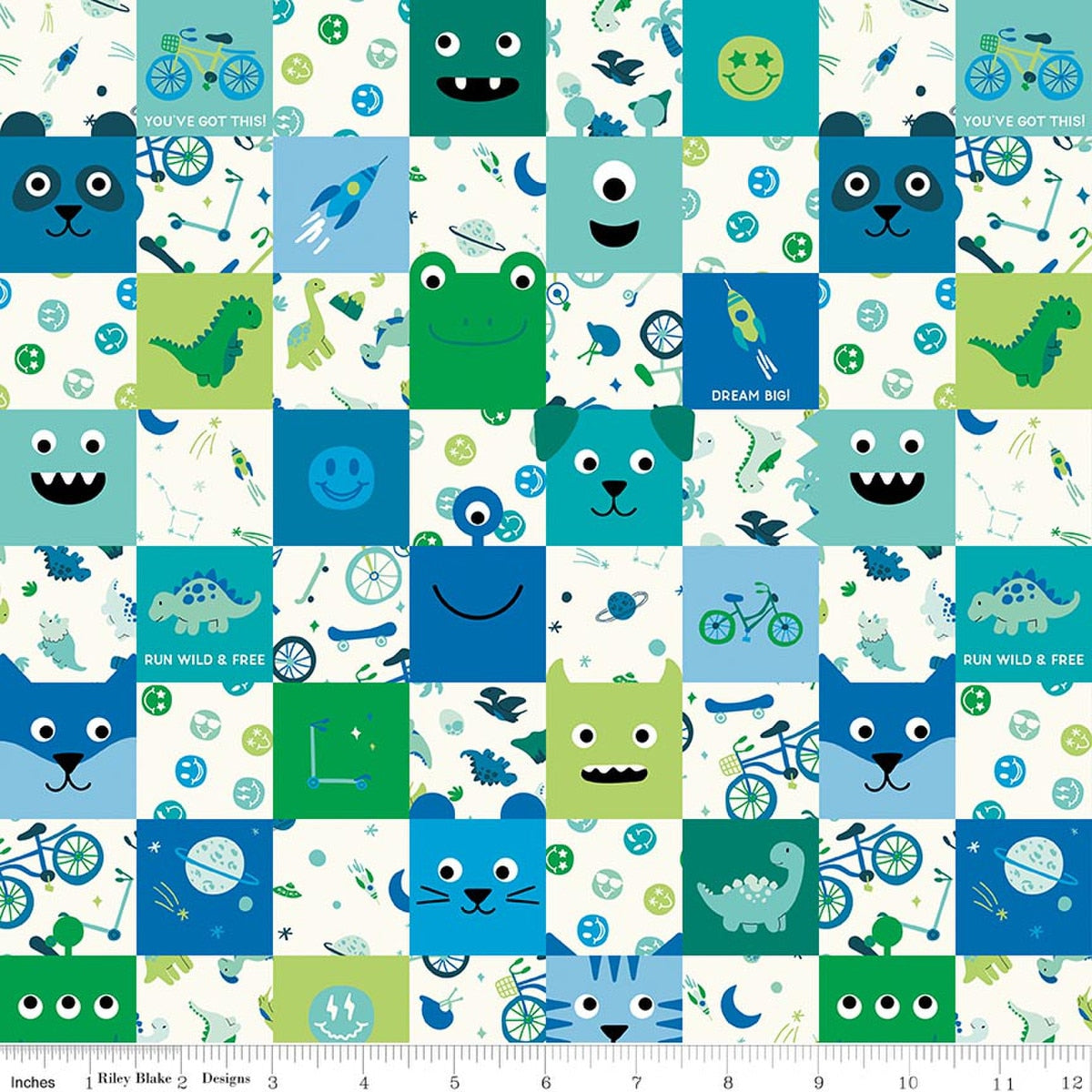 Brave Your Way Cheater Print Blue Quilt Fabric by Cayla Naylor